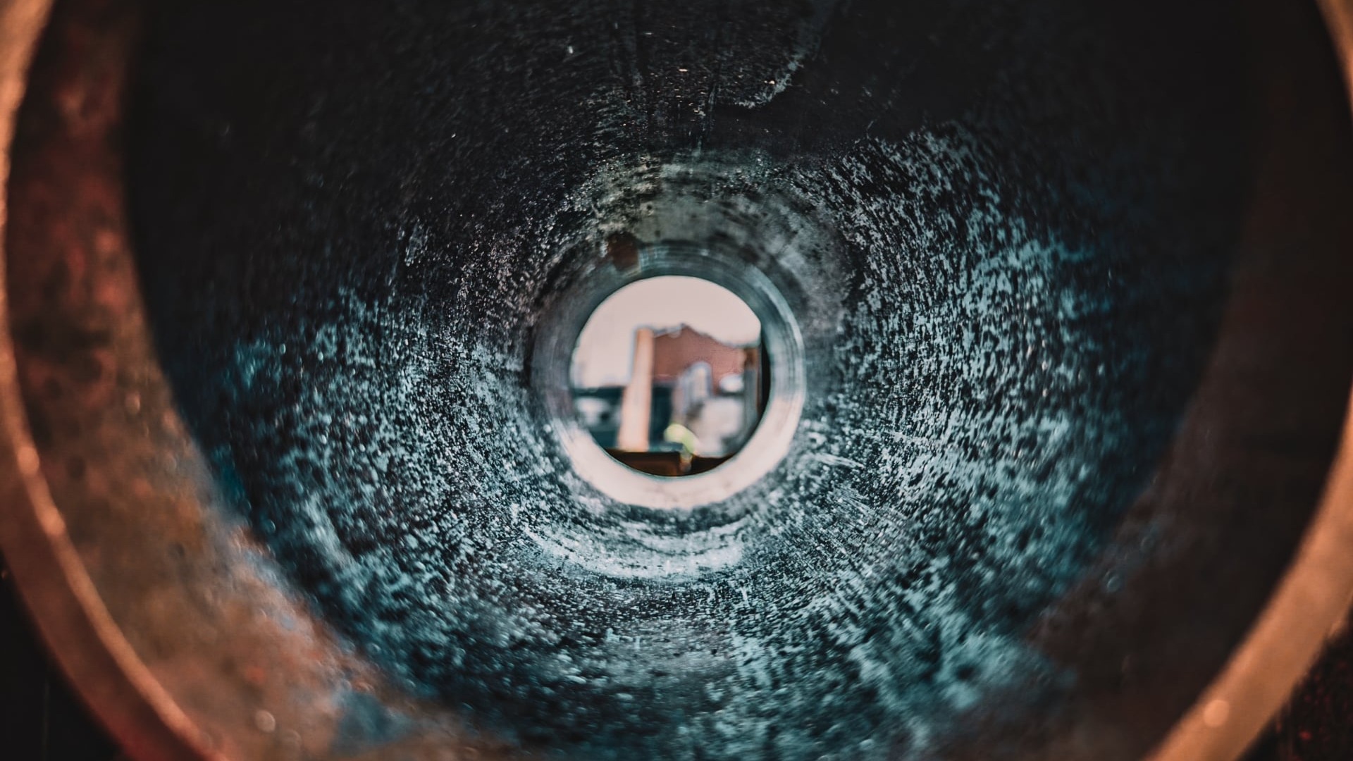 looking through pipe to outside